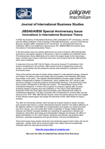 Journal of International Business Studies JIBS40/AIB50 Special Anniversary Issue  :
