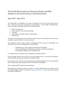 The World Bank Seeks Post-Doctoral Scholars and PhD