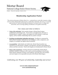 Mortar Board National College Senior Honor Society  Membership Application Packet