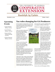 Randolph Ag Update Tax rules changing for GA Producers Upcoming