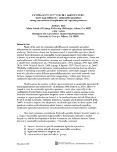 PATHWAYS TO SUSTAINABLE AGRICULTURE: Early stage diffusion of sustainable agriculture