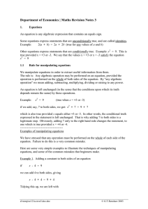 Department of Economics | Maths Revision Notes 3