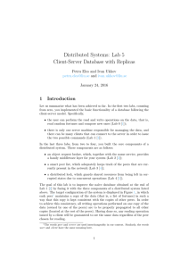 Distributed Systems: Lab 5 Client-Server Database with Replicas 1 Introduction