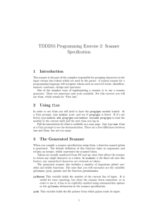 TDDD55 Programming Exercise 2: Scanner Specification 1 Introduction