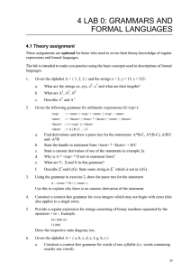 4 LAB 0: GRAMMARS AND  FORMAL LANGUAGES 4.1 Theory assignment