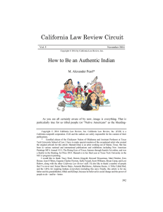 California Law Review Circuit How to Be an Authentic Indian