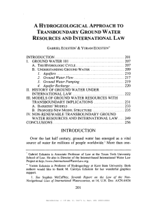 A HYDROGEOLOGICAL ApPROACH TO TRANSBOUNDARY GROUND WATER RESOURCES AND INTERNATIONAL LAW