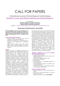 CALL FOR PAPERS Feminism Counts: Quantitative Methods and Gender Research