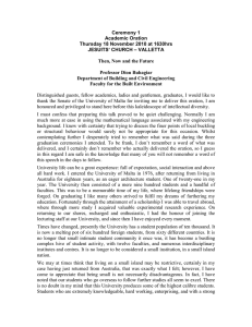 Ceremony 1 Academic Oration Thursday 18 November 2010 at 1630hrs