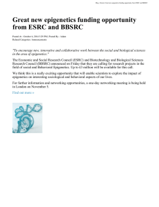Great new epigenetics funding opportunity from ESRC and BBSRC