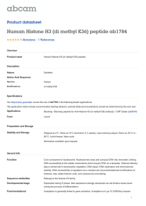 Human Histone H3 (di methyl K36) peptide ab1784 Product datasheet 1 Abreviews Overview