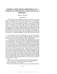 CRIMINAL PROCEDURE OMBUDSMAN AS A SUBSTITUTE FOR THE EXCLUSIONARY RULE: A PROPOSAL