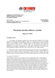 Electronic nicotine delivery systems Report by WHO