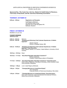 10 TH ANNUAL FRONTIERS IN SERVICES CONFERENCE SCHEDULE  October 25-28, 2001