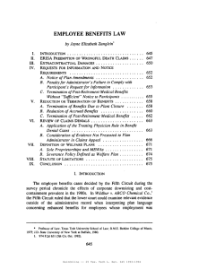 EMPLOYEE BENEFITS LAW by Jayne Elizabeth Zanglein* 645 II.