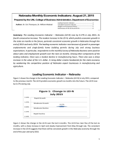 Nebraska Monthly Economic Indicators: August 21, 2015