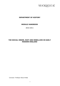 DEPARTMENT OF HISTORY MODULE HANDBOOK MODERN ENGLAND