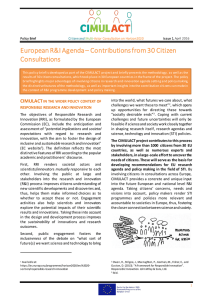 European R&amp;I Agenda – Contributions from 30 Citizen Consultations CIMULACT