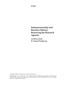 Entrepreneurship and Business History: Renewing the Research Agenda