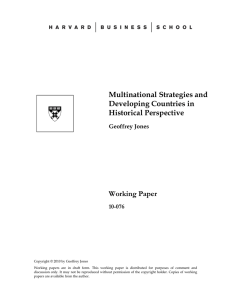 Multinational Strategies and Developing Countries in Historical Perspective Working Paper