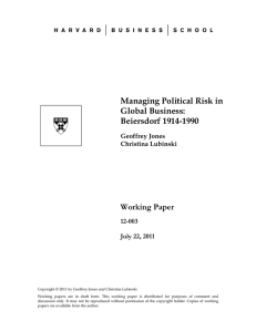 Managing Political Risk in Global Business: Beiersdorf 1914-1990 Working Paper