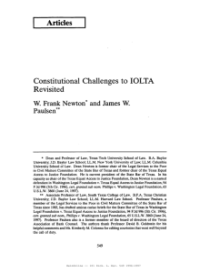 Articles Constitutional Challenges to IOLTA Revisited W. Frank Newton* and James W.