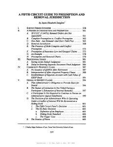 A FIFTH CIRCUIT GUIDE TO PREEMPTION AND REMOVAL JURISDICTION §