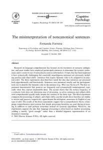 The misinterpretation of noncanonical sentences Cognitive Psychology Fernanda Ferreira