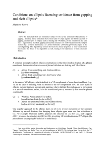 Conditions on ellipsis licensing: evidence from gapping and cleft ellipsis* Matthew Reeve