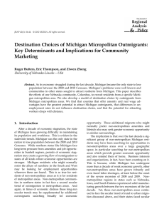 Destination Choices of Michigan Micropolitan Outmigrants: