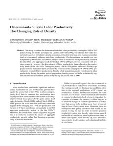 Determinants of State Labor Productivity: The Changing Role of Density