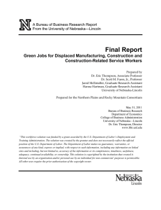 Final Report Green Jobs for Displaced Manufacturing, Construction and Construction-Related Service Workers