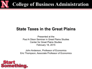 College of Business Administration State Taxes in the Great Plains