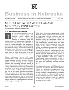 MODEST GROWTH AMID FISCAL AND MONETARY CONTRACTION U.S. Macroeconomic Outlook