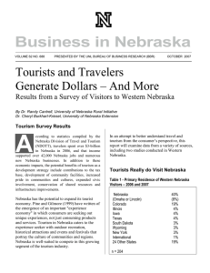 Business in Nebraska Tourists and Travelers Generate Dollars – And More