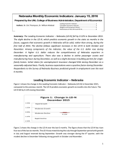 Nebraska Monthly Economic Indicators: January 15, 2016