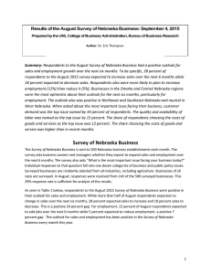 Results of the August Survey of Nebraska Business: September 4,...  Summary: sales and employment growth over the next six months. To...