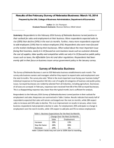 Results of the February Survey of Nebraska Business: March 10,...