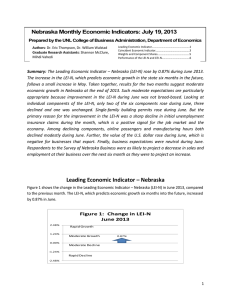 Nebraska Monthly Economic Indicators: July 19, 2013