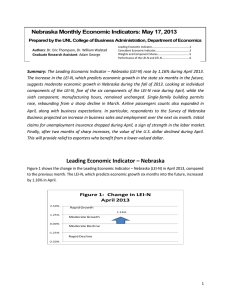 Nebraska Monthly Economic Indicators: May 17, 2013