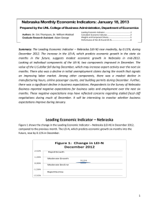 Nebraska Monthly Economic Indicators: January 18, 2013