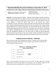 Nebraska Monthly Economic Indicators: December 21, 2012