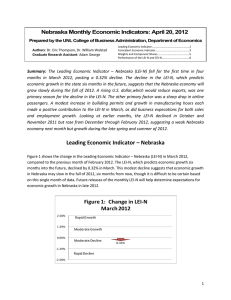 Nebraska Monthly Economic Indicators: April 20, 2012