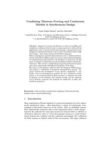 Combining Theorem Proving and Continuous Models in Synchronous Design Simin Nadjm-Tehrani