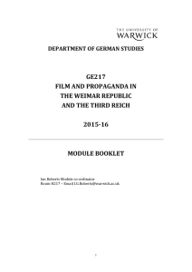 GE217 FILM AND PROPAGANDA IN THE WEIMAR REPUBLIC