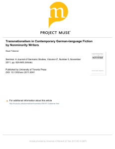 Transnationalism in Contemporary German-language Fiction by Nonminority Writers