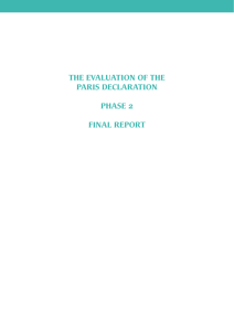 THE EVALUATION OF THE PARIS DECLARATION PHASE 2 FINAL REPORT