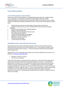 Support Material Learner Misconceptions  Learner Misconceptions about electricity