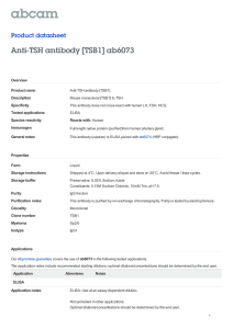 Anti-TSH antibody [TSB1] ab6073 Product datasheet Overview Product name