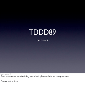 TDDD89 Lecture 2 Course instructions